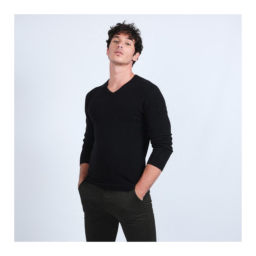 Pull col V en cachemire - Benjamin 6610 noir - 01 noir Pull col V en cachemire - Benjamin 6610 noir - 01 noir