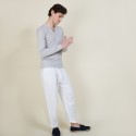Pull col V en 100% laine mérinos - Badyss 6811 gris clair - 11 Gris clair