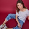 Long T-shirt en lin flammé - Coline 6800 blanc - 02 Blanc
