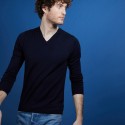 Pull col V en 100% laine mérinos - Badyss 6840 marine - 05 Bleu marine