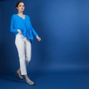 Long gilet en lin - Ballon 6843 AZUR 06 BLEU MOYEN