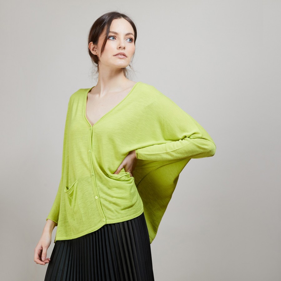 Long gilet en lin - Ballon 6852 POLLEN 90 VERT ANIS Long gilet en lin - Ballon 6852 POLLEN 90 VERT ANIS