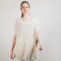 T-shirt long en lin flammé - Bil 6801 beige - 12 Beige clair