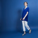 T-shirt long en lin flammé - Bil 6841 altitude - 03 Bleu foncé
