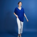 T-shirt long en lin flammé - Bil 6841 altitude - 03 Bleu foncé