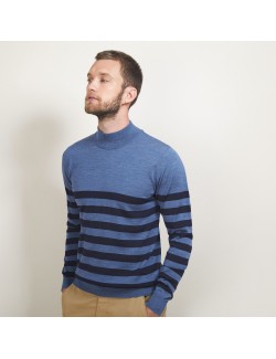 Striped wool sweater with high neck collar - Lazar