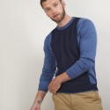 Pull bicolore en laine - Lasso 7147 baltique/marine - 05 Bleu marine