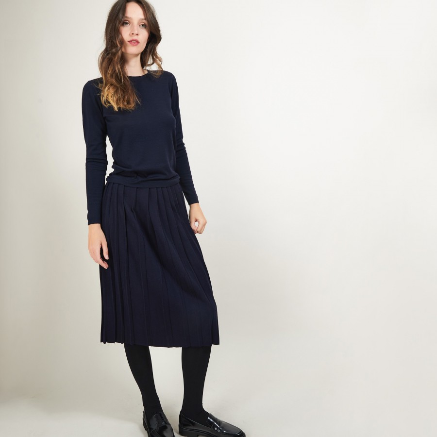 Jupe plissée en laine - Faustina 7040 marine - 05 Bleu marine Jupe plissée en laine - Faustina 7040 marine - 05 Bleu marine