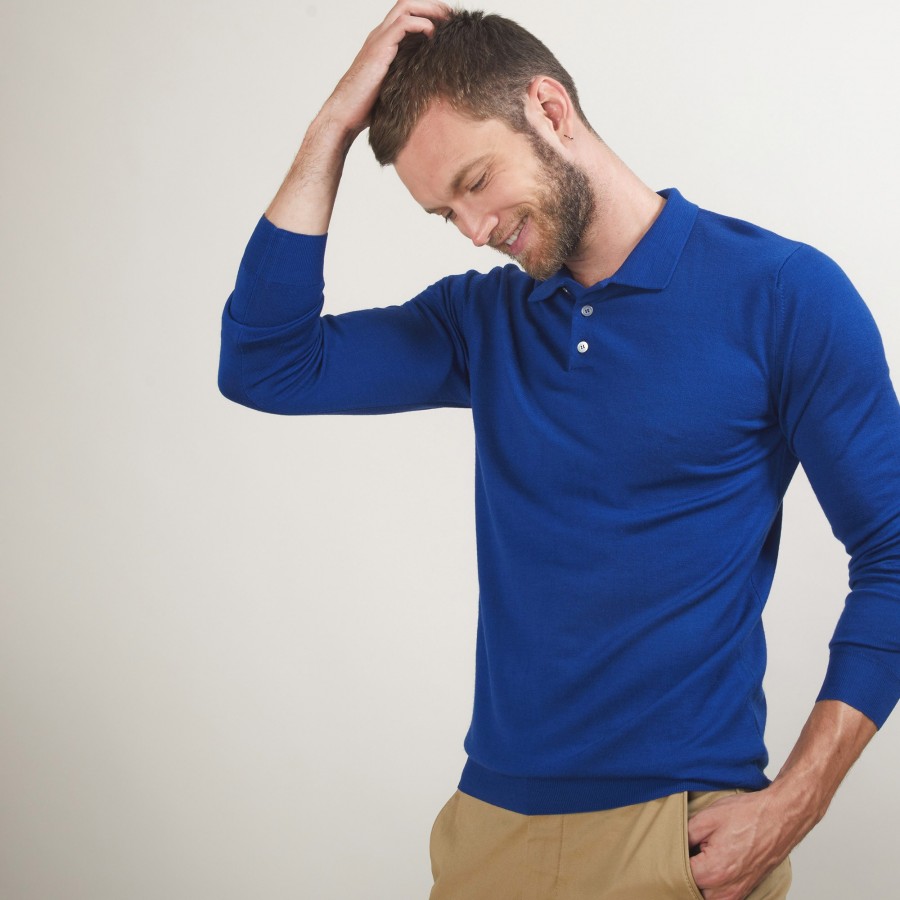 Pull col polo en laine - Beni 7042 fregate - 48 Bleu roi Pull col polo en laine - Beni 7042 fregate - 48 Bleu roi
