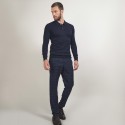 Pull col polo en laine - Beni 7040 marine - 05 Bleu marine