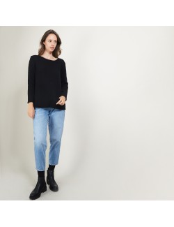 Pull col rond en laine et soie - Bajira