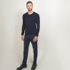 Pull col rond en laine - Bardem 7040 marine - 05 Bleu marine