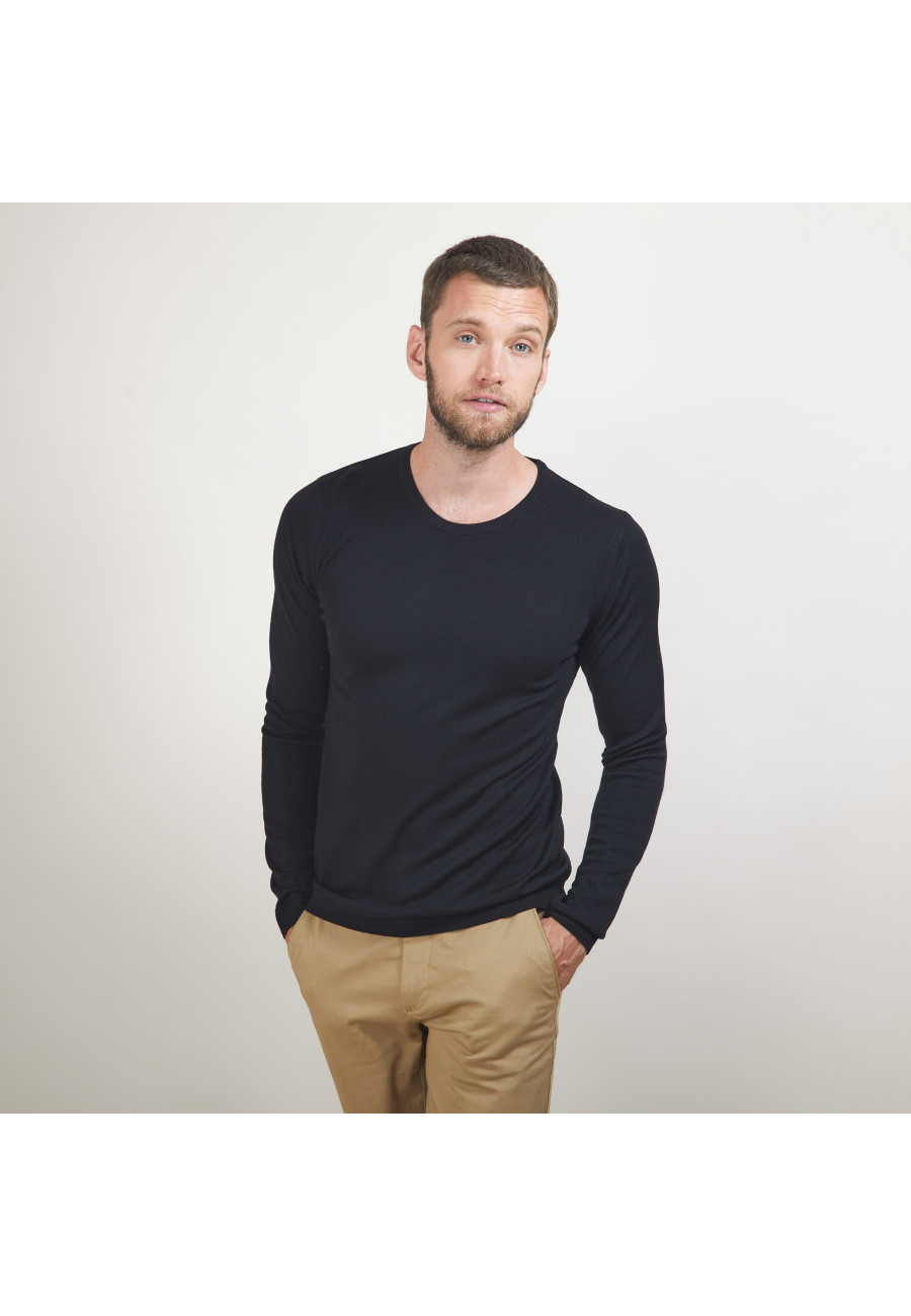 Pull col rond en laine - Bardem 7010 noir - 01 Noir Pull col rond en laine - Bardem 7010 noir - 01 Noir
