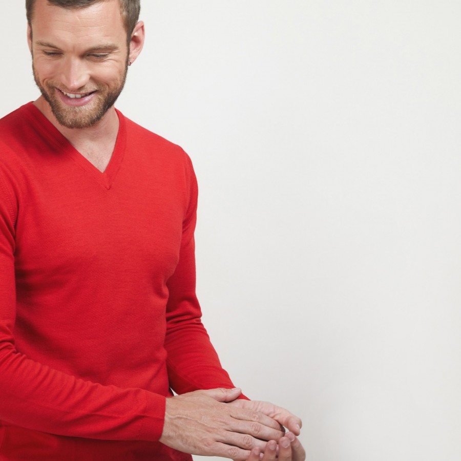 Pull col V en laine - Badyss 7080 dahlia - 52 Rouge Pull col V en laine - Badyss 7080 dahlia - 52 Rouge