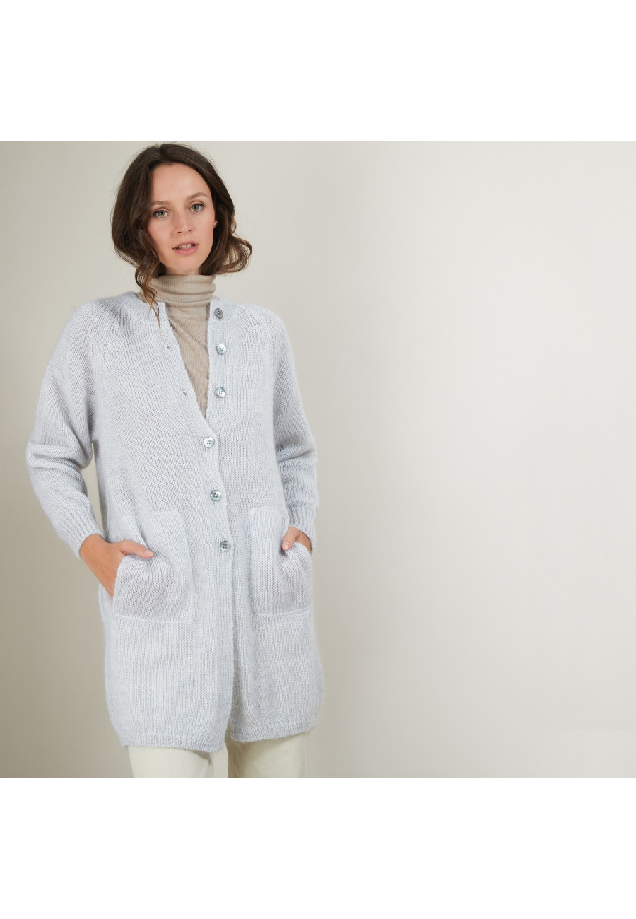 Long 2-pocket mohair cardigan - Gaya Long 2-pocket mohair cardigan - Gaya