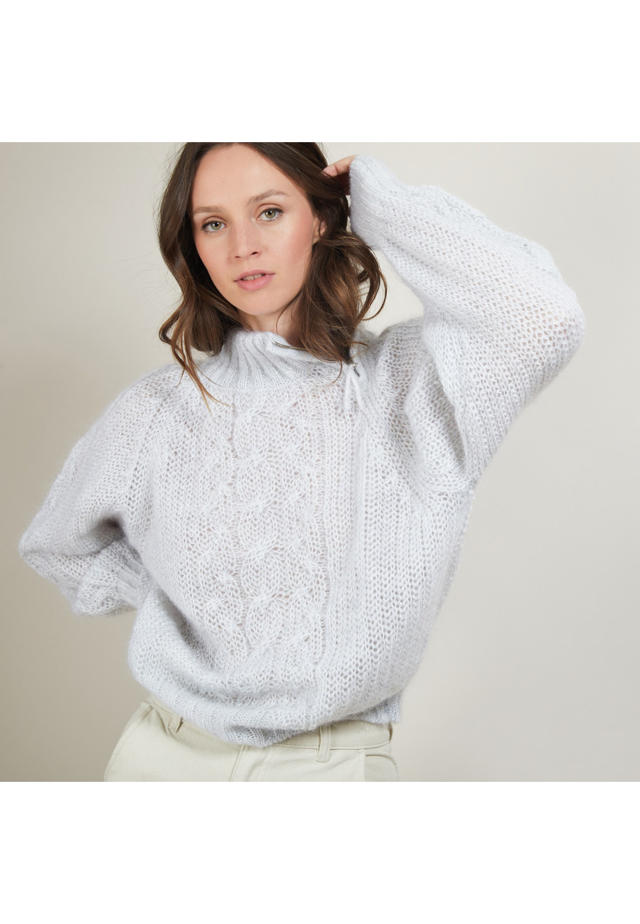 Zipped high-neck mohair sweater - Gilda Zipped high-neck mohair sweater - Gilda