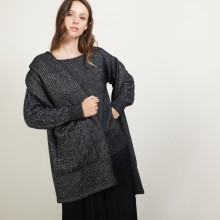 Echarpe avec poches en viscose et baby alpaga - Giva 7010 noir - 01 Noir