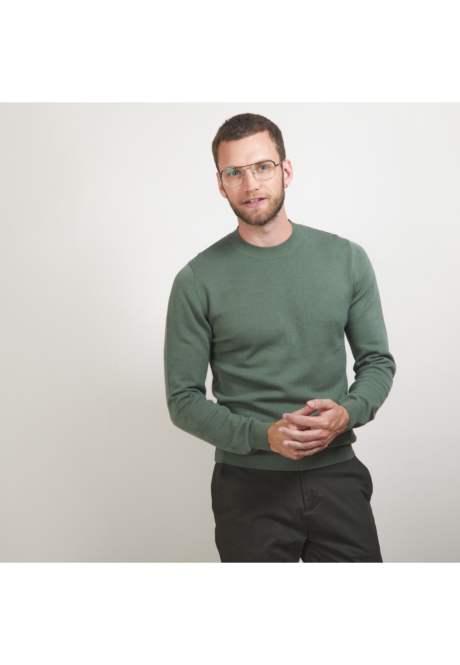 Pull col rond en coton cachemire - Burton 7050 bronze - 83 Kaki Pull col rond en coton cachemire - Burton 7050 bronze - 83 Kaki