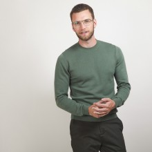 Pull col rond en coton cachemire - Burton 7050 bronze - 83 Kaki