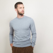 Pull col rond en coton cachemire - Burton 7012 volute - 09 Gris moyen