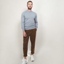 Pull col rond en coton cachemire - Burton 7012 volute - 09 Gris moyen
