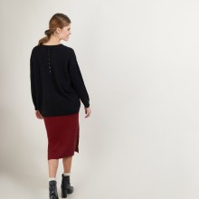 Pull boutonné au dos en cachemire - Bahia 7010 noir - 01 Noir