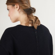 Pull boutonné au dos en cachemire - Bahia 7010 noir - 01 Noir