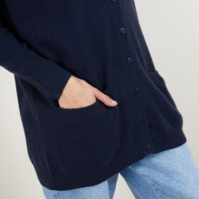 Long cardigan with pockets in cashmere - Blush