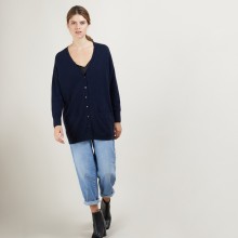 Long cardigan with pockets in cashmere - Blush