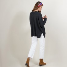 Pull en cachemire col V avec fentes - Brendao 7011 ombre - 10 Gris foncé