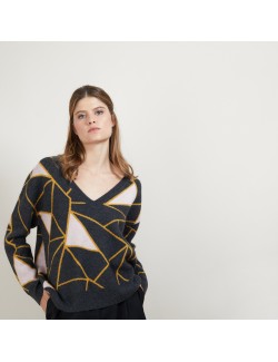 Pull à motifs géométriques en cachemire - Felix - 7103 dune/vapeur/arome - 13 Beige moyen