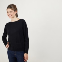 Pull col bateau en cachemire - Bal 7010 noir - 01 Noir