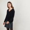 Pull court col V en cachemire - Balba 7010 noir - 01 Noir