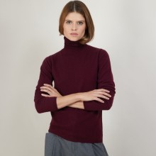 Pull col roulé en cachemire - Bauhaus 7085 damas - 18 Violet foncé