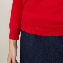 Pull col V en cachemire - Bertille 7080 dahlia - 52 Rouge