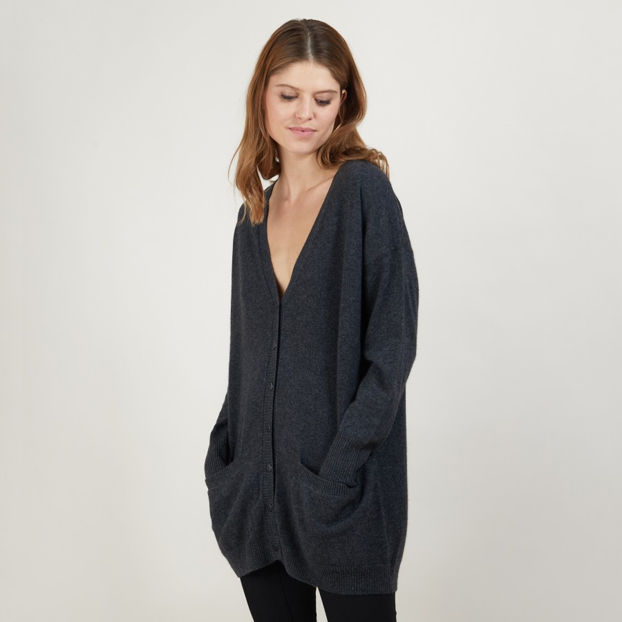 Long cardigan with pockets in cashmere - Blush Long cardigan with pockets in cashmere - Blush