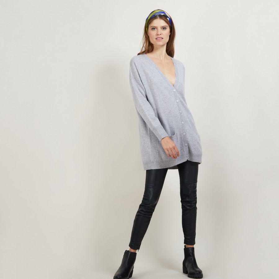 Long cardigan with pockets in cashmere - Blush Long cardigan with pockets in cashmere - Blush