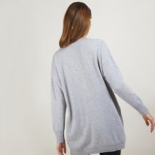 Long cardigan with pockets in cashmere - Blush