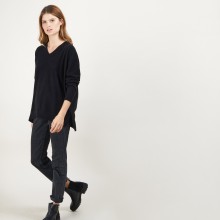 Pull en cachemire col V avec fentes - Brendao 7011 ombre - 10 Gris foncé