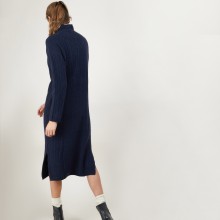 Robe mailles torsadées en cachemire 4 fils - Gisele 7040 marine - 05 Bleu marine