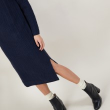Robe mailles torsadées en cachemire 4 fils - Gisele 7040 marine - 05 Bleu marine