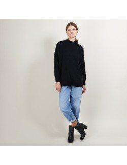 Oversized high-neck sweater in recycled cashmere and wool - Glace