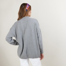 Oversized high-neck sweater in recycled cashmere and wool - Glace
