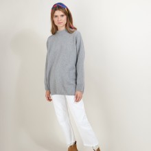 Oversized high-neck sweater in recycled cashmere and wool - Glace