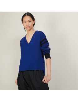 Two-tone wool sweater with slits - Glee