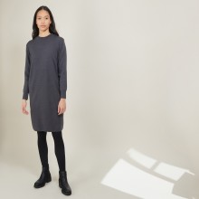 Wool dress with buttons on the shoulder - Frankie