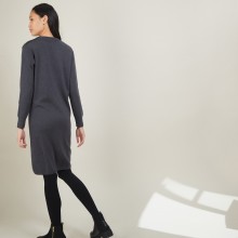 Wool dress with buttons on the shoulder - Frankie