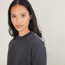 Wool dress with buttons on the shoulder - Frankie