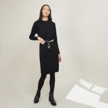 Wool dress with buttons on the shoulder - Frankie