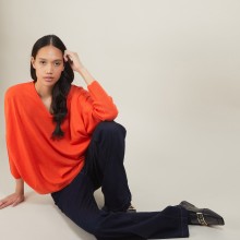 Batwing-sleeves wool sweater - Boxe
